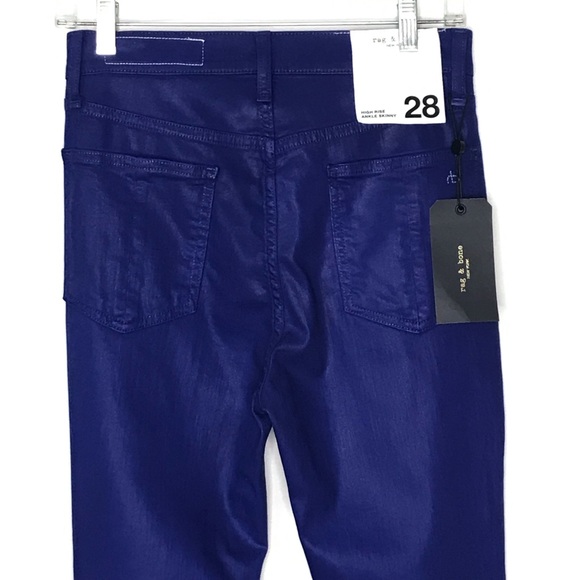 RAG & BONE Coated Blue Ankle Skinny Jeans 28 - Picture 5 of 8